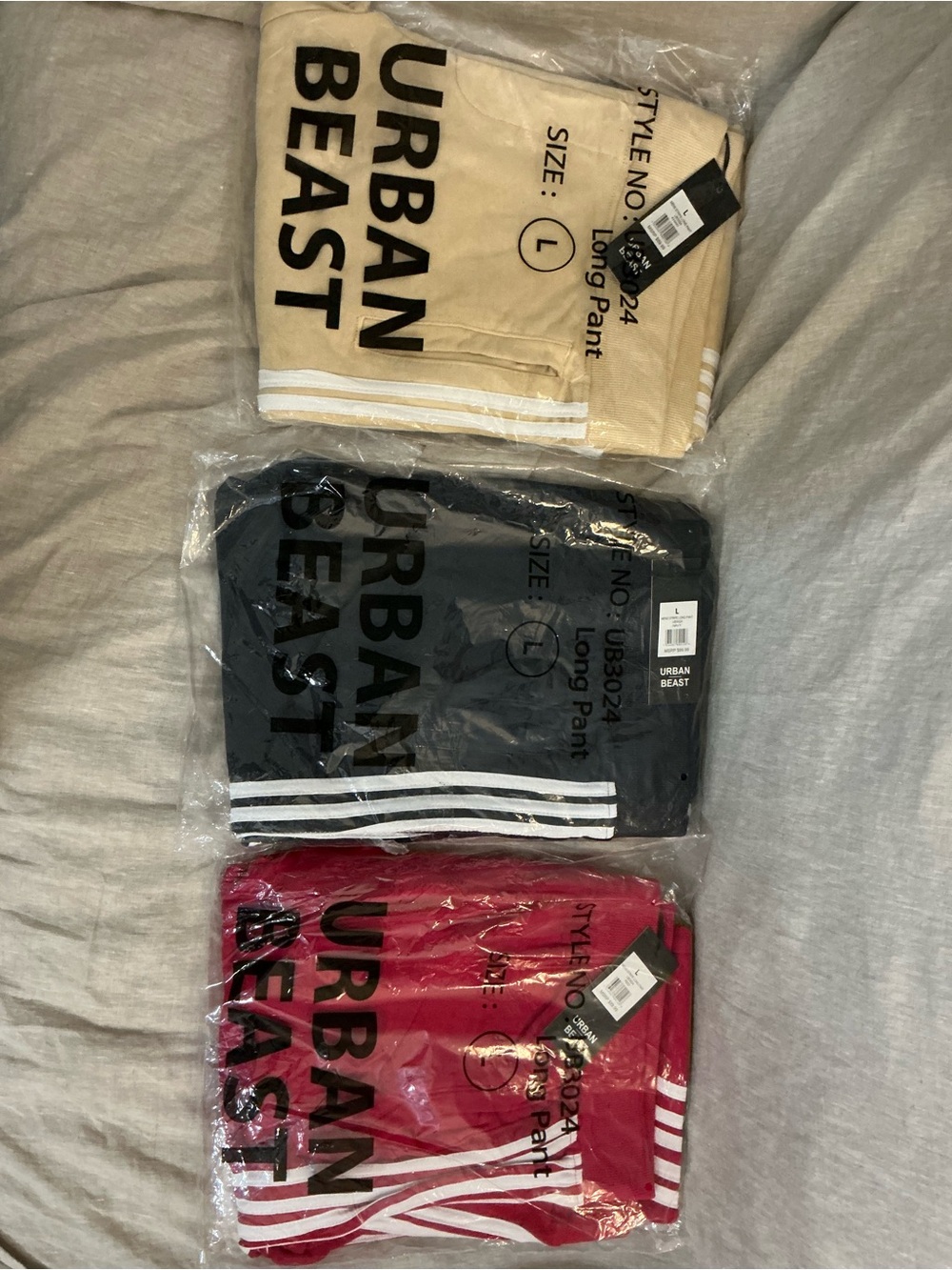 NWT Urban Beast Athletic Pant Size Large Lot of 3 Red Navy Khaki